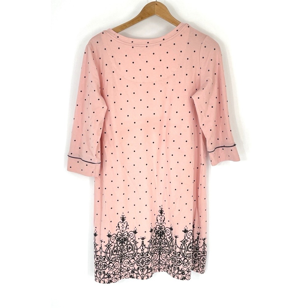 Soma Sleep Shirt Nightgown Large Pink Black Stretch Soft V Neck 3/4 Sleeves - Picture 9 of 10